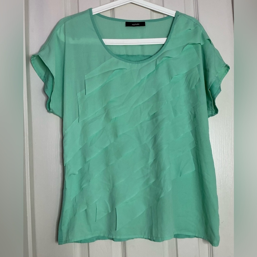 Alfani Green Ruffled Blouse - Picture 2 of 7